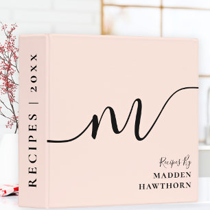 Girly Monogram Calligraphy Blush Pink Binder