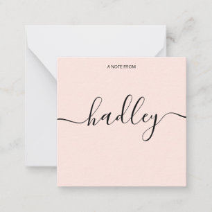 Girly Monogram Calligraphy Blush Pink Card