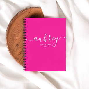 Girly Monogram Calligraphy Elegant Pink Notebook