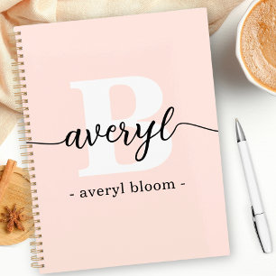 Girly Monogram Calligraphy Initial Name Blush Pink Planner