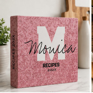 Girly Monogram Calligraphy rough rose Pink Binder