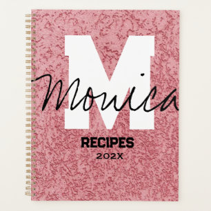 Girly Monogram Calligraphy rough rose Pink Binder Planner