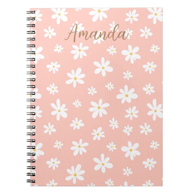Girly monogram colourful floral pattern  notebook (Front)