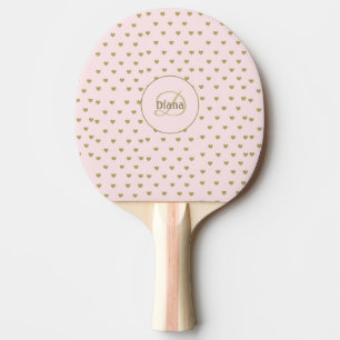 Girly Monogram Cool Pink with Name Ping Pong Paddle