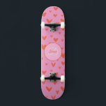 Girly Monogram cute hearths with name Skateboard<br><div class="desc">Make this Girl Skateboard Monogram and Name your own by adding your text. Ideal for any occasion, such birthdays and perfect for those who love outdoor sports. To access advanced editing tools, please go to "Personalize this template" and click on "Details", scroll down and press the "click to customize further"...</div>