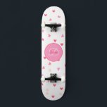 Girly Monogram cute hearths with Name Skateboard<br><div class="desc">Make this Hearts Girl Skateboard with Monogram & Name your own by adding your text. To access advanced editing tools, please go to "Personalize this template" and click on "Details", scroll down and press the "click to customize further" link. Ideal for any Occasion such as birthday or Graduation, for outdoor...</div>