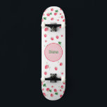 Girly Monogram cute strawberres with name Skateboard<br><div class="desc">Make this Girl Skateboard Monogram and Name your own by adding your text. To access advanced editing tools,  please go to "Personalize this template" and click on "Details",  scroll down and press the "click to customize further" link. Perfect for any celebration and occasion as a Girl gift!</div>