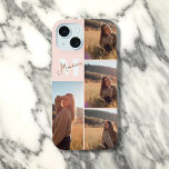 Girly Monogram Elegant Photo Blush Pink  iPhone 15 Case<br><div class="desc">Create a unique and stylish look with this personalized iPhone case. Add your 4 favourite photos and customize it with your monogram for a truly personal touch. Perfect for showcasing your memories and style!</div>