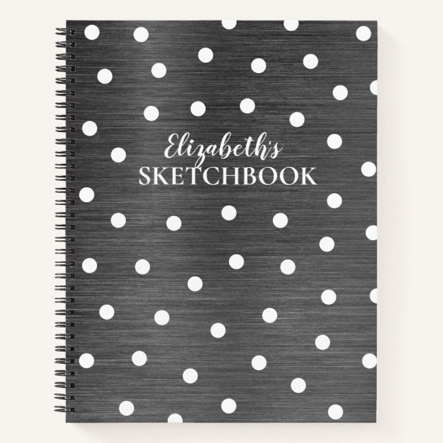 Girly Monogram Grey Artist Sketchbook Notebook (Front)