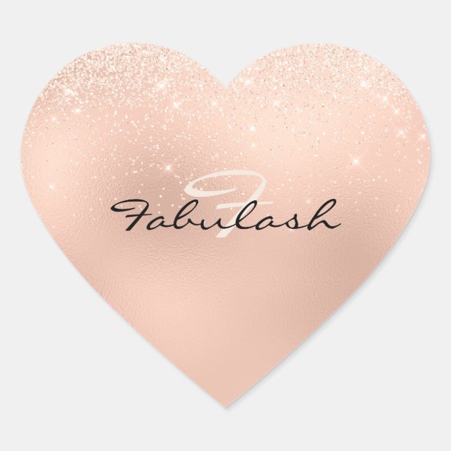 Girly Monogram Heart Glitter Rose Sweet 16th Sticker (Front)