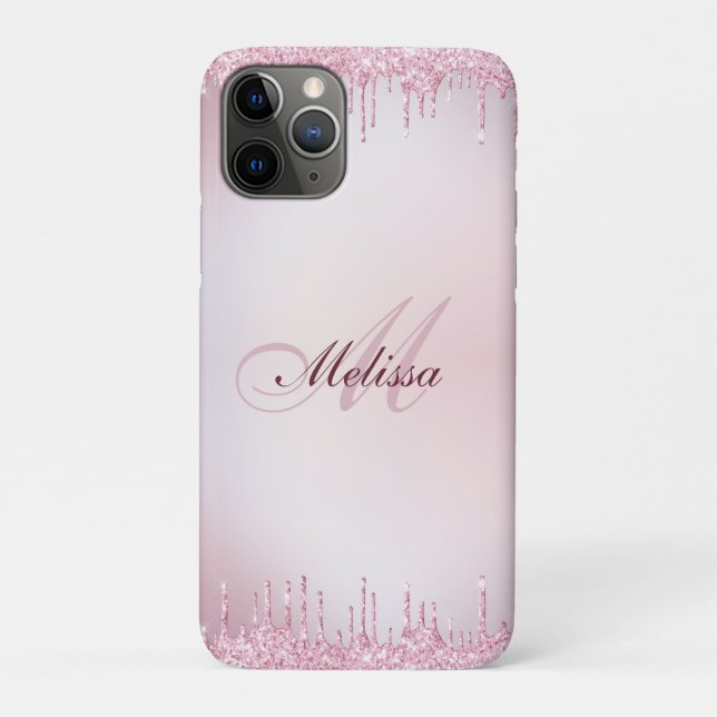 girly monogram rose gold purple glitter Case-Mate iPhone case (Back)