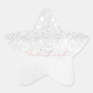 Girly Monogram Sparkly Glitter Pink Star Grey Star Sticker