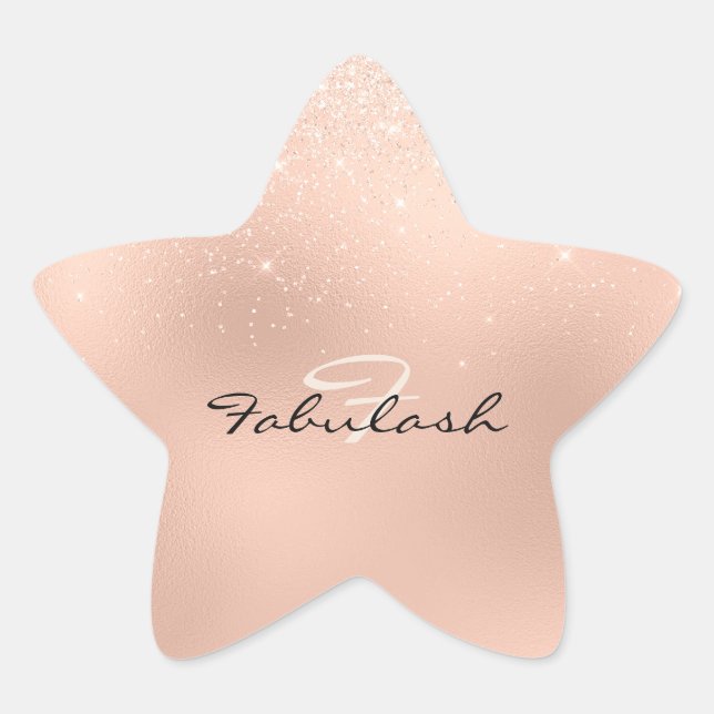Girly Monogram Sparkly Glitter Pink Sweet 16th Star Sticker (Front)