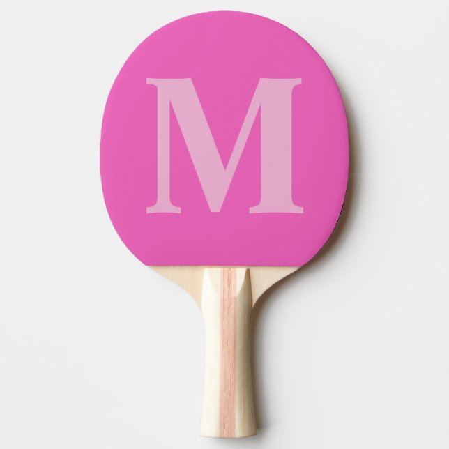 girly monograms ombre dusty rose blush pink ping pong paddle (Front)