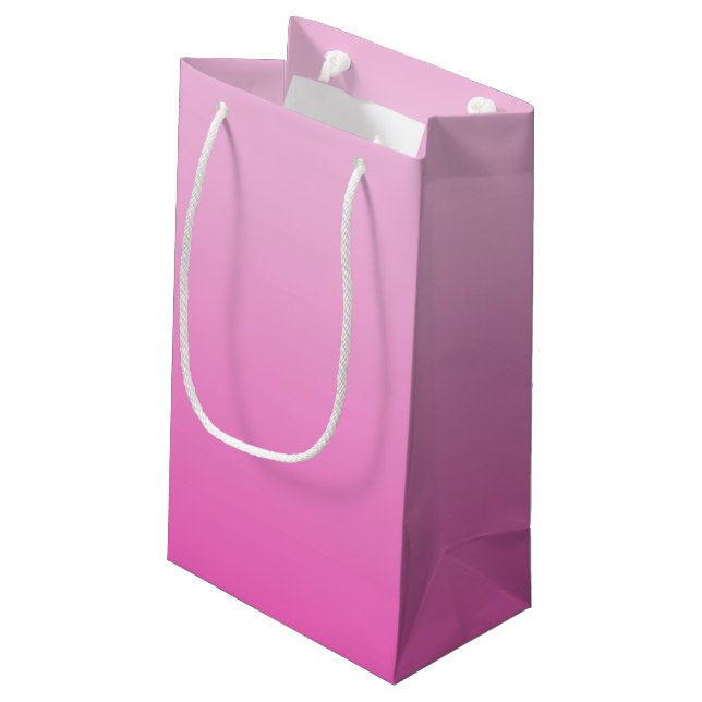 girly monograms ombre dusty rose blush pink small gift bag (Back Angled)