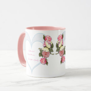 Girly Mother's Day pink floral Heart Mug