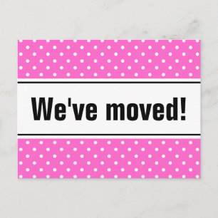 Girly moving postcards   pink and white polka dots