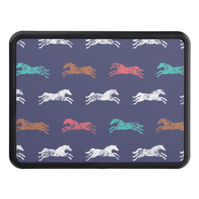 Girly Multi-colour Classic Equestrian Horses Trailer Hitch Cover (Front)
