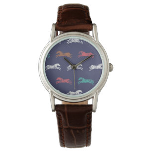 Girly Multi-colour Classic Equestrian Horses Watch