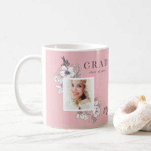 Girly multi photo floral elegant graduation party coffee mug