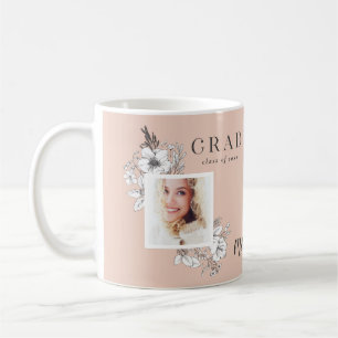 Girly multi photo floral elegant graduation party  coffee mug