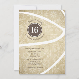 girly muted gold basketball birthday party invitat invitation