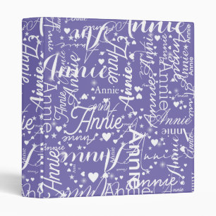 Girly Name Hearts and Stars periwinkle-blue Binder