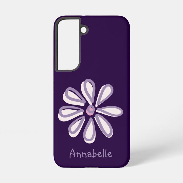Girly Name Violet Blush Flower Doodle Samsung Galaxy S22 Case (Back)