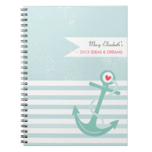 Girly Nautical Anchor Personalized Notebook