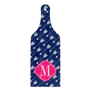 Girly Navy & Pink Arrows Custom Cutting Board