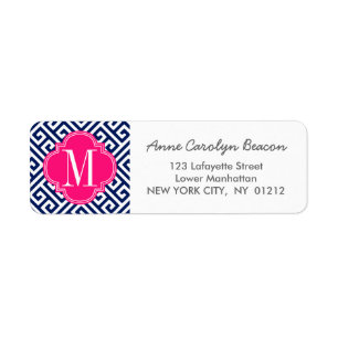 Girly Navy & Pink Greek Key Pattern Custom