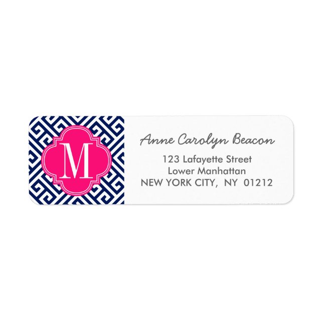 Girly Navy & Pink Greek Key Pattern Custom (Front)