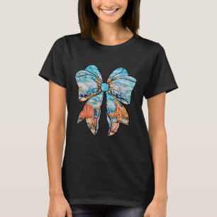 Girly Ocean Coquette Bow Summer Coastal Beach Wome T-Shirt