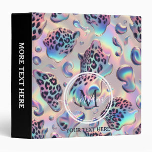 Girly Opal Leopard Print Office School Binder