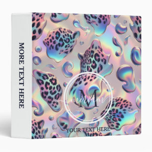 Girly Opal Leopard Print Office School Binder