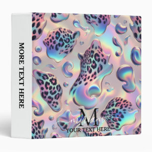Girly Opal Leopard Print Office School Binder