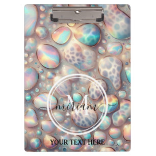 Girly Opal Leopard Print Office School Clipboard