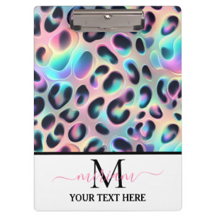 Girly Opal Leopard Print Office School Clipboard