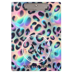 Girly Opal Leopard Print Office School Clipboard