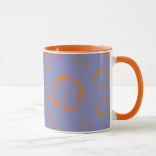 girly orange blue circle squares pattern dizzy art mug