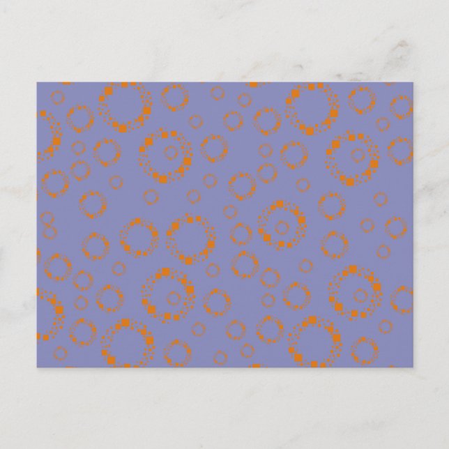 girly orange blue circle squares pattern dizzy art postcard (Front)