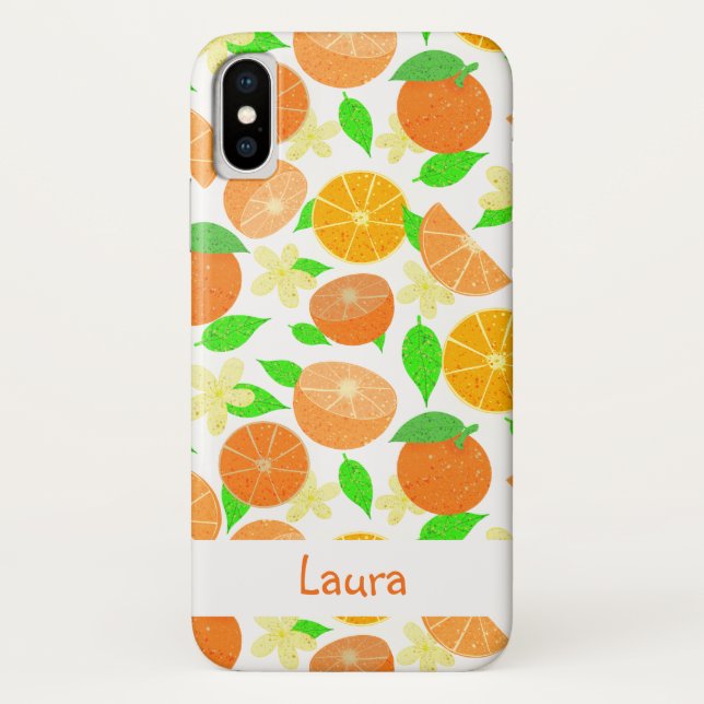 Girly orange fruit pattern with name or monogram Case-Mate iPhone case (Back)