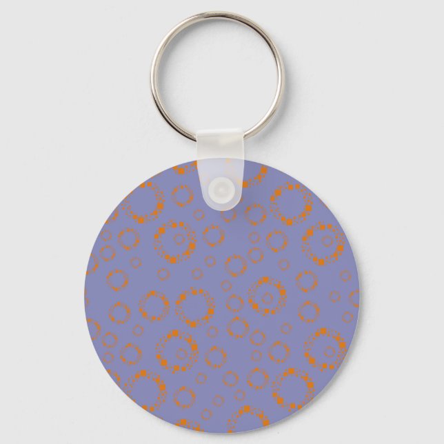 girly orange purple circle squares pattern dizzy keychain (Front)