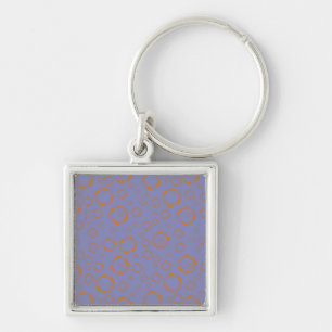 girly orange purple circle squares pattern dizzy keychain