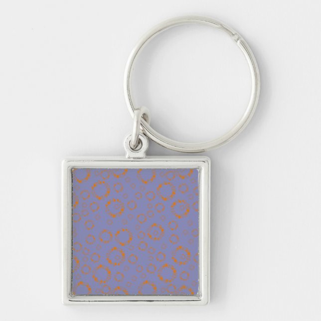 girly orange purple circle squares pattern dizzy keychain (Front)