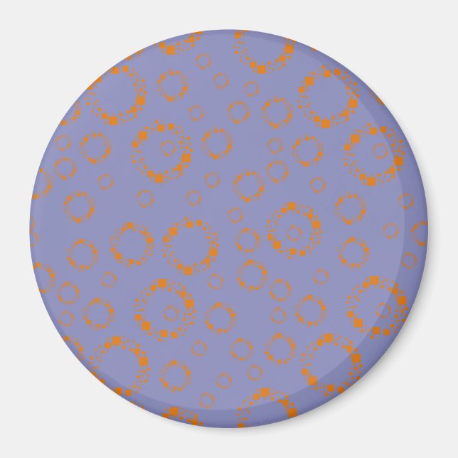 girly orange purple circle squares pattern dizzy magnet (Front)