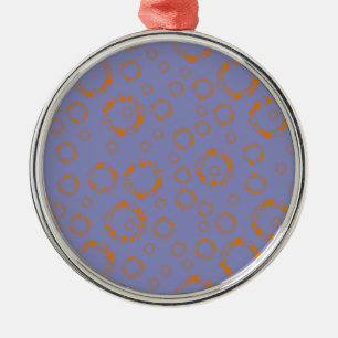 girly orange purple circle squares pattern dizzy metal ornament
