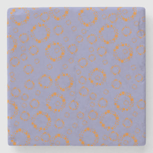 girly orange purple circle squares pattern dizzy stone coaster
