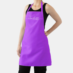 Girly orchid purple custom script name monogram apron