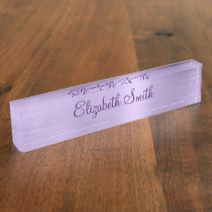 Girly Pale Purple Faux Metallic Foil Nameplate